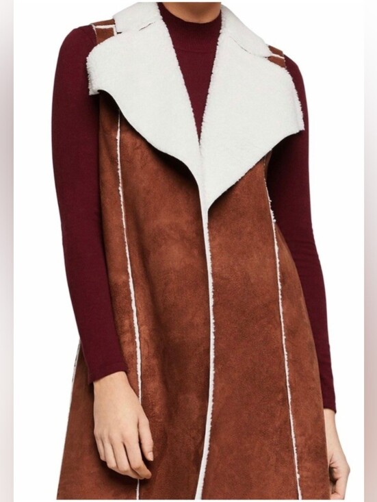 BCBGeneration Jackets & Blazers - BCBGeneration Sherpa Knit Long Faux Suede Vest Cinnamon Medium GUC